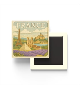 Fransa - France - Paper Cut Art - Baskılı Buzdolap Magneti Kare - 9x9 cm