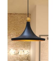 Geniş Metal Avize, Ahşap Boncuklu, Mutfak ve Salon İçin Şık Aydınlatma