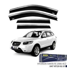 Niken Hyundai Santa Fe 2006- Kromlu Cam Rüzgarlığı 4 LÜ (Siyah)