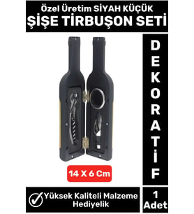 Özel Seri Yüksek Kaliteli Şarap Şişesi Tasarımlı Şarap Şişesi Açacağı SİYAH Şaraplık Tirbuşon Seti