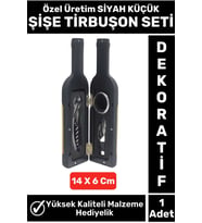 Özel Seri Yüksek Kaliteli Şarap Şişesi Tasarımlı Şarap Şişesi Açacağı SİYAH Şaraplık Tirbuşon Seti
