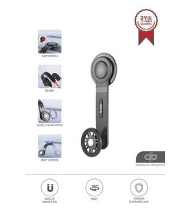 Torima JX-057 Siyah Güçlü Manyetik 360 Dönebilen Yapışkanlı Sarsıntı Önler Araç İçi Telefon Tutucu