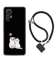 Xiaomi 12 Lite Kılıf Silikon Boyun Askılı İpli Desenli Silikon Love Cats 1690