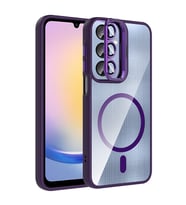 Samsung Galaxy A25 Uyumlu Kılıf Standlı ve Kamera Lens Hediyeli M-Safe Şarj Özellikli Zore Etro Kapak