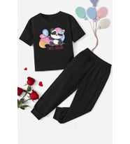 Çocuk Sweet Dream Panda Alt - Üst Eşofman Takımı (Siyah)