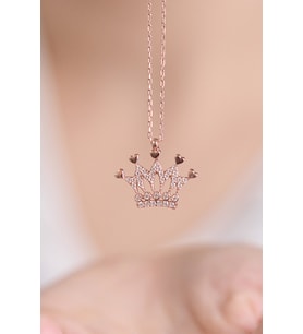 Prenses Tacı 14 K Rose Gold Kaplama Kadın Kolye