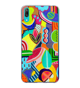 PrintiFy Huawei Y7 Pro 2019 ile Uyumlu 1mm Slim Fit Retro Renkler 6 Baskılı Şeffaf  Kılıf