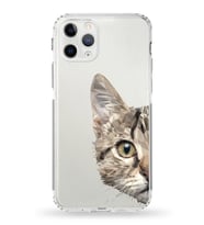 Apple iPhone 11 Pro Uyumlu Kamera Korumalı Tıpalı Kapak Catface Tasarımlı Silikon Şeffaf Kılıf