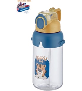 Boyun Askılı Kalın Pipetli Kilitli Kapak 650 Ml Okul Su Matarası 3 Renk
