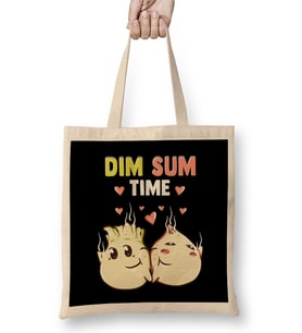 Dim Sum Time Funny Food Pun Cute Dimsum Bez Çanta Uzun Saplı