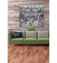 Siyah-Beyaz Panayırdaki İnsanlar Leke Tutmaz Kadife Kumaş Duvar Örtüsü Duvar Halısı Tapestry (Gri)