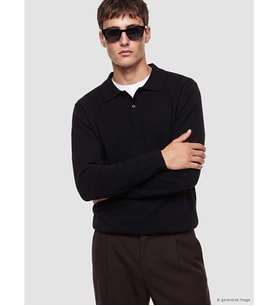 LCW Vision Siyah Polo Yaka Erkek Triko Kazak