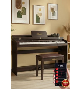 Midex PLX-140 PRO-SR Dijital Piyano Bluetooth Tuş Hassasiyeti 88 Tuşlu Kapaklı (Kulaklık ve Tabure)