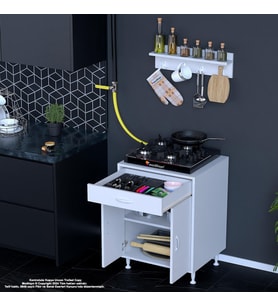 Modilayn BİRCE M-60 x 87 x 48 cm Kapaklı Set Ocak Altı Dolap ve Baharat Rafı