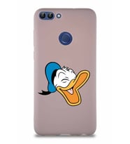 Huawei P Smart Soft Premier Kapak Donald Duck-E Tasarımlı Silikon Kılıf - Pudra (Şeffaf)