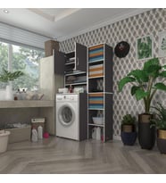 Kenzlife çamaşır makinesi dolabı hayzummaks gri 180*096*55 banyo kiler çift kapaklı arkalıklı (Karışık)