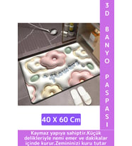Dayanıklı Uzun Ömürlü Kaymaz Leke Tutmaz Ultra Su Nem Koku Emici Çok Şık 3D Banyo Paspası 40x60 Cm
