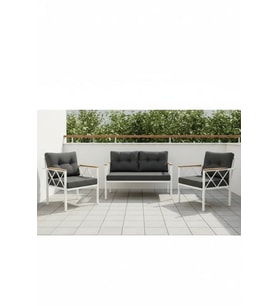 2+1+1 Beyaz profil Balkon-bahçe-kafe- Çay Seti-koltuk Takımı-oturma Grubu-ofis Koltuğu