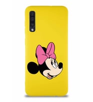 Samsung Galaxy A50 Soft Premier Kapak Minnie Mouse-A Tasarımlı Silikon Kılıf - Sarı (Şeffaf)