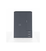 Kronos Dolap 6 Raflı 3 Çekmeceli Tek Askılı 132x59x195 Antrasit-Antrasit/Antrasit