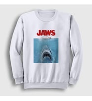 Presmono Unisex Beyaz Poster Shark Film Jaws Sweatshirt 372567tt