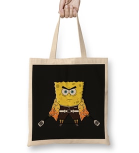 Süngerbob Spongebob Zenitsu Bez Çanta Uzun Saplı