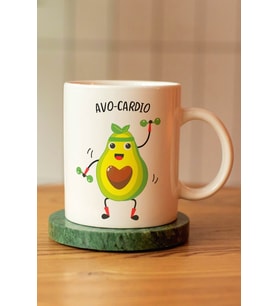 Avo-cardio Yazılı Baskılı Seramik Kahve Çay Kupası