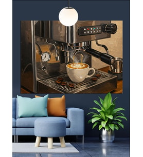 Taze Kahve Hazırlayan Espresso Makinesi Dekoratif Kanvas - Mdf Ahşap Tablo
