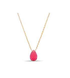 Bella Gloria Kırmızı Damla Jade Rose Gümüş Kolye (GK00498)