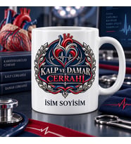 Kalp ve Damar Cerrahı Kupa Bardak Kalp ve Nabız Desenli