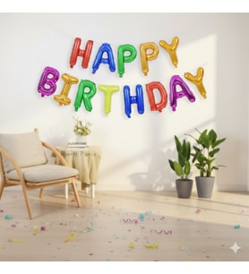 35 cm Happy Birthday Renkli Harf Folyo Balon Seti - Doğum Günü Parti Dekorasyonu