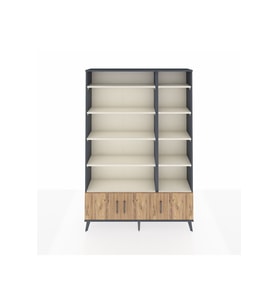 Arges Dolap 10 Raflı 3 Kapaklı 132x30x195 Antrasit-Çam/Aytaşı