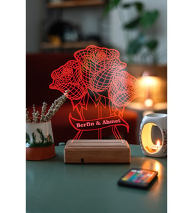 Sevgiliye Hediye 3D 16 Renk Dekoratif Led Lamba