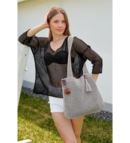 Chuba Kadın Triko Örgü Omuz Askılı İçi Astarlı Shopper Gündelik El&Omuz Ve Plaj Çantası Vizon CHAX801