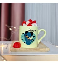 Mickey Mouse Tasarımlı Kişiye Özel Sarı Türk Kahvesi Fincanı