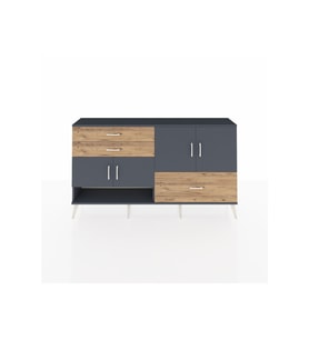 Arges Konsol 3 Raflı 3 Çekmeceli 4 Kapaklı 176x30x99 Antrasit-Antrasit/Çam
