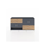Arges Konsol 3 Raflı 3 Çekmeceli 4 Kapaklı 176x30x99 Antrasit-Antrasit/Çam