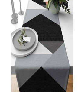 Siyah Geometrik Desenli Premium Masa Örtüsü Runner RNR347
