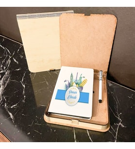 Turizmci Ahşap Kutulu Defter Kalem Set 001