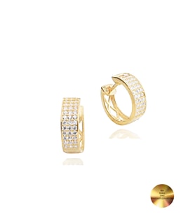 18k Serie Oro 3 Sıra Yarımtur Halka Minimal Gümüş Küpe 14 MM (Altın)
