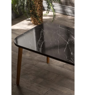 Zigon Sehpa Ve Orta Sehpa Set Metal Elips Ceviz