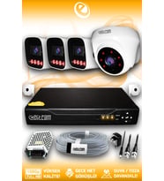 Elitcam 4 Kameralı Zebra 1 İç Kamera Set HDD'siz 5 MP Full HD Gece Görüşlü Güvenlik Kamerası Sistemi