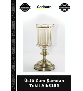 Özel Üretim Dekoratif Ev Aksesuarı Salon Masaüstü Şık Üstü Cam Şamdan Tekli Alk3155