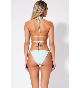 Kadın Bikini Takımı Straplez Kaplı Balensiz Düşük Bel Bağlamalı Örme Kolsuz Düz Desen Spor