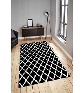 Dijital Baskılı Yıkanabilir Kaymaz Modern Renkli Salon Halısı Mutfak Halısı Yolluk ND-HY-914 (Siyah)