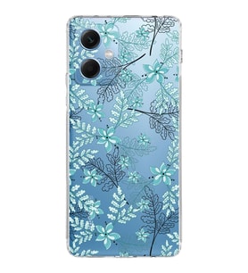 PrintiFy Xiaomi Redmi Note 12 5G Uyumlu Kamera Korumalı Floral Su Yeşili Tasarımlı Şeffaf Kılıf