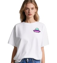 UFO OVERSİZE UNİSEX T-SHİRT (Beyaz)