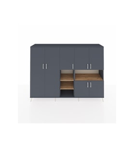 Hyperion Dolap 13 Raflı 7 Kapaklı 220x44x163 Antrasit-Antrasit/Çam