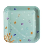 Pırıltı Denizkızı Temalı Kare Tabak 18 cm (8 Adet)-