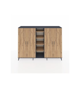 Hyperion Dolap 12 Raflı 4 Kapaklı 220x44x163 Antrasit-Çam